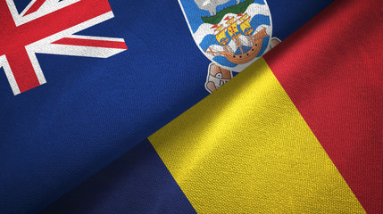 Falkland Islands and Chad two flags textile cloth, fabric texture