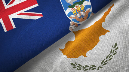 Falkland Islands and Cyprus two flags textile cloth, fabric texture