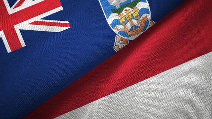 Falkland Islands and Indonesia two flags textile cloth, fabric texture