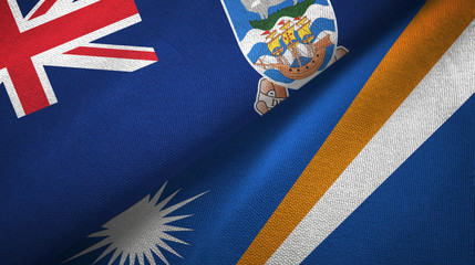 Falkland Islands and Marshall Islands two flags textile cloth, fabric texture
