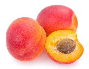 Fresh apricot on white background