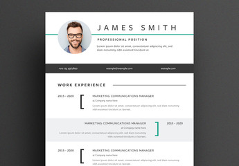 Professional Resume Layout with Circle Photo Placeholder