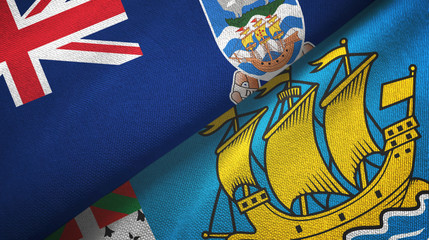 Falkland Islands and Saint Pierre and Miquelon two flags textile cloth