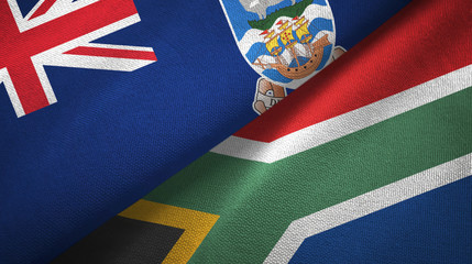Falkland Islands and South Africa two flags textile cloth, fabric texture