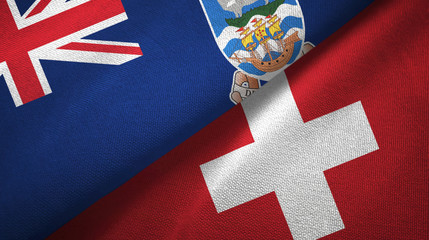 Falkland Islands and Switzerland two flags textile cloth, fabric texture