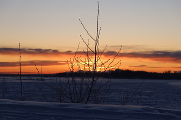 sunrise on the frozen river