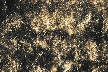 Abstract elegant, detailed black and gold glitter shimmer particles flow with shallow depth of field. Holiday magic shimmering luxury background. Festive sparkles and lights. de-focused.