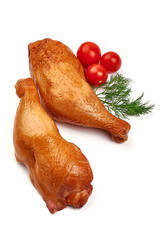 Smoked chicken legs, isolated on white background
