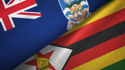 Falkland Islands and Zimbabwe two flags textile cloth, fabric texture