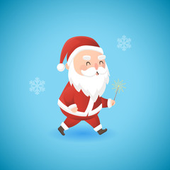 Festive Christmas funny Santa Claus with sparkler vector