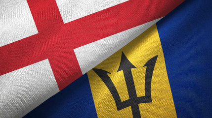 England and Barbados two flags textile cloth, fabric texture