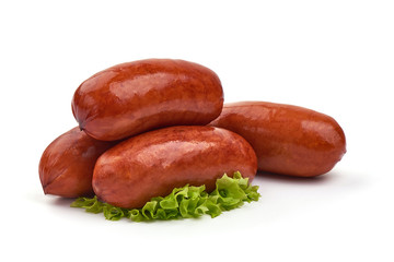 Beer sausages for grill, isolated on white background