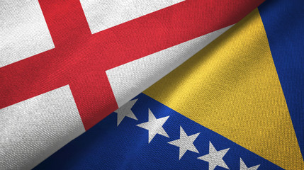 England and Bosnia and Herzegovina two flags textile cloth, fabric texture