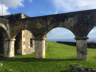 Fototapeta na wymiar Brimstone Hill Fortress National Park is a UNESCO World Heritage Site, a well-preserved fortress on a hill on the island of St. Kitts Eastern Caribbean