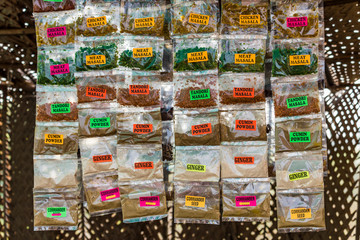 Spice bags in the Indian market