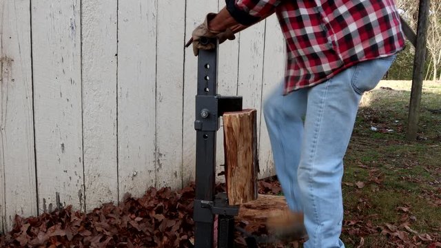 Using a wood splitter for fireplace logs