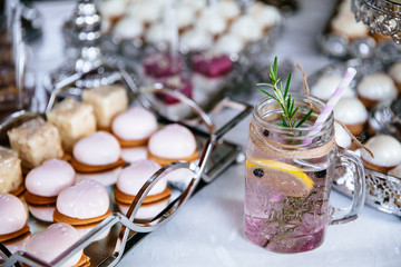 Delicious wedding reception candy bar dessert table