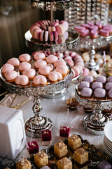 Delicious wedding reception candy bar dessert table