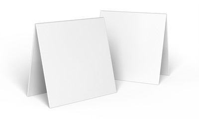 Promotional blank table tent card mockup. 3d illustration isolated