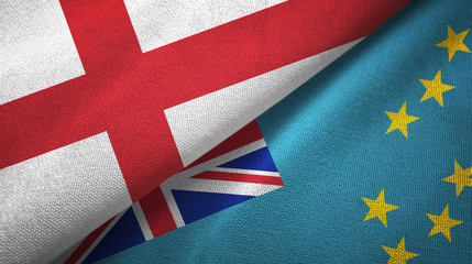 England and Tuvalu two flags textile cloth, fabric texture