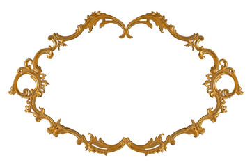 Golden frame for paintings, mirrors or photo isolated on white background