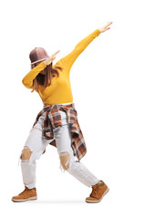 Female trendy teenager dabbing