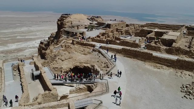 Aerial view of Masada, in Judea desert, Israel.