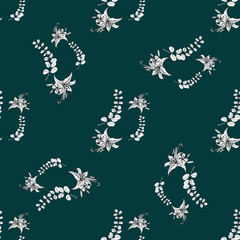 Beautiful lilia, great design for any purposes. Tropical vector seamless pattern. Herbal nature plant. Vintage natural pattern.