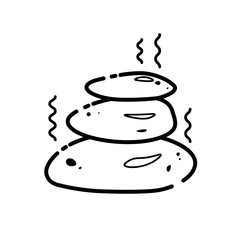 Spa stones line icon design. Massage treatment, Wellness vector logo. Relax and meditation concept. Natural care pictogram for beauty salon. Zen balance symbol. Stack of three rocks.