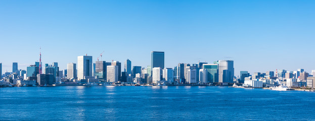 Fototapeta premium (東京都-風景パノラマ)青空の下の東京湾岸風景６ 