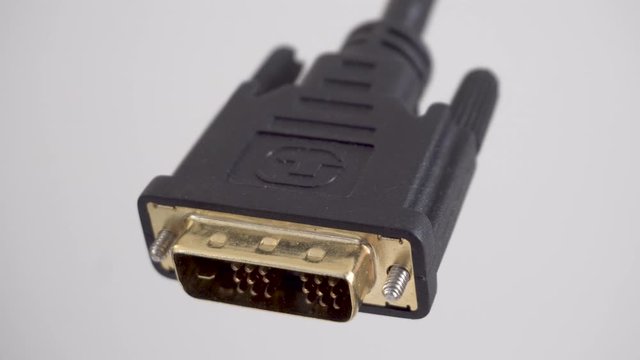 Shift Focus on Black DVI Cable Close Up