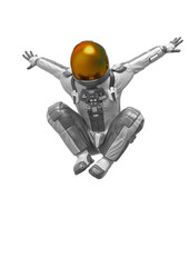Fototapeta premium astronaut explorer jump attackin white background