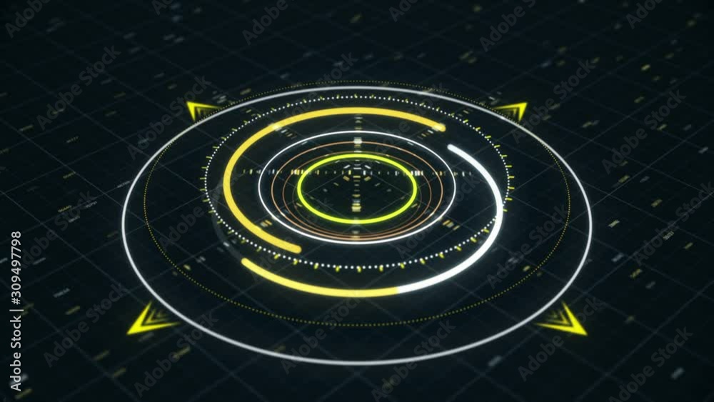 Poster future and innovation concept. animation. abstract animation of circular graph with digits on the da