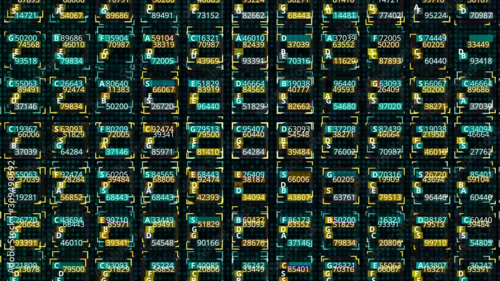 Aufkleber data and number values passing through cyberspace. animation. colorful abstract background with plen