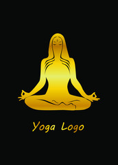 Illustration - mandala with beautiful woman on the theme of yoga.