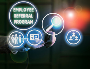 Handwriting text writing Employee Referral Program. Conceptual photo employees are rewarded for introducing recruits