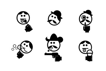 Black and White Emoticons Ethnic Faces