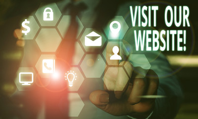 Word writing text Visit Our Website. Business photo showcasing visitor who arrives at web site and...