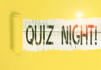 Text sign showing Quiz Night. Business photo text evening test knowledge competition between...