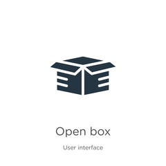 Open box icon vector. Trendy flat open box icon from user interface collection isolated on white background. Vector illustration can be used for web and mobile graphic design, logo, eps10