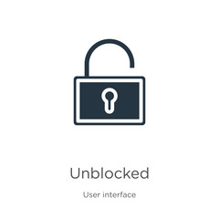 Unblocked icon vector. Trendy flat unblocked icon from user interface collection isolated on white background. Vector illustration can be used for web and mobile graphic design, logo, eps10