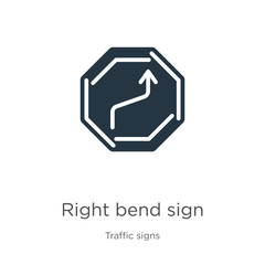 Obraz premium Right bend sign icon vector. Trendy flat right bend sign icon from traffic signs collection isolated on white background. Vector illustration can be used for web and mobile graphic design, logo, eps10