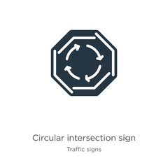 Circular intersection sign icon vector. Trendy flat circular intersection sign icon from traffic signs collection isolated on white background. Vector illustration can be used for web and mobile