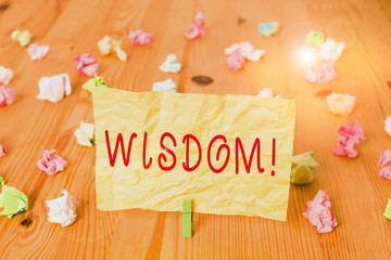 Writing note showing Wisdom. Business concept for quality having experience knowledge and good...