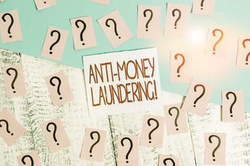 Word writing text Anti Money Laundering. Business photo showcasing regulations stop generating...