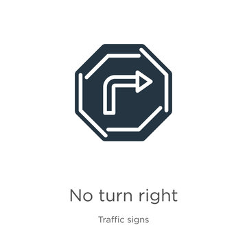 No turn right icon vector. Trendy flat no turn right icon from traffic signs collection isolated on white background. Vector illustration can be used for web and mobile graphic design, logo, eps10
