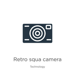 Retro squared camera icon vector. Trendy flat retro squared camera icon from technology collection isolated on white background. Vector illustration can be used for web and mobile graphic design,