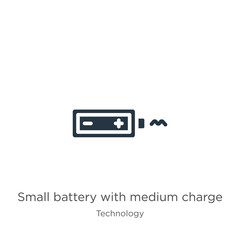 Small battery with medium charge icon vector. Trendy flat small battery with medium charge icon from technology collection isolated on white background. Vector illustration can be used for web and