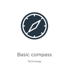 Basic compass icon vector. Trendy flat basic compass icon from technology collection isolated on white background. Vector illustration can be used for web and mobile graphic design, logo, eps10