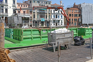 Recycling Barge Venice Italy